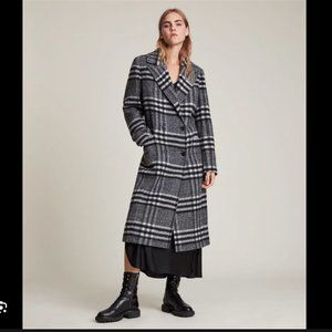 All Saints Ensley Wool Blend Check Coat Black/White (US 6)
